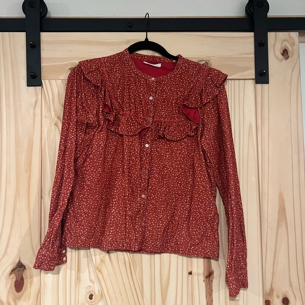 Doen Red Floral Blouse
